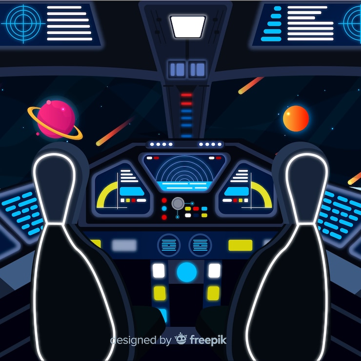 Vetor grátis fundo de design de espaçonave interior com deisgn plana
