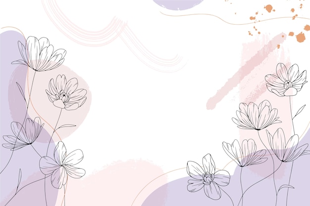 Fundo de design plano floral linha arte