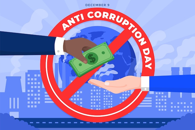 Fundo de dia anti-corrupção desenhado à mão