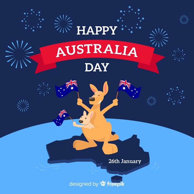 Vetor grátis fundo de dia criativo da austrália com canguru