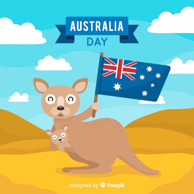 Fundo de dia da austrália com canguru