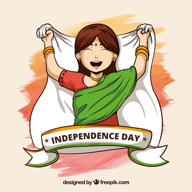 Fundo de dia da independência de India com menina