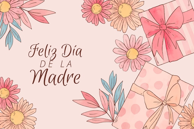 Fundo de dia das mães em aquarela em espanhol