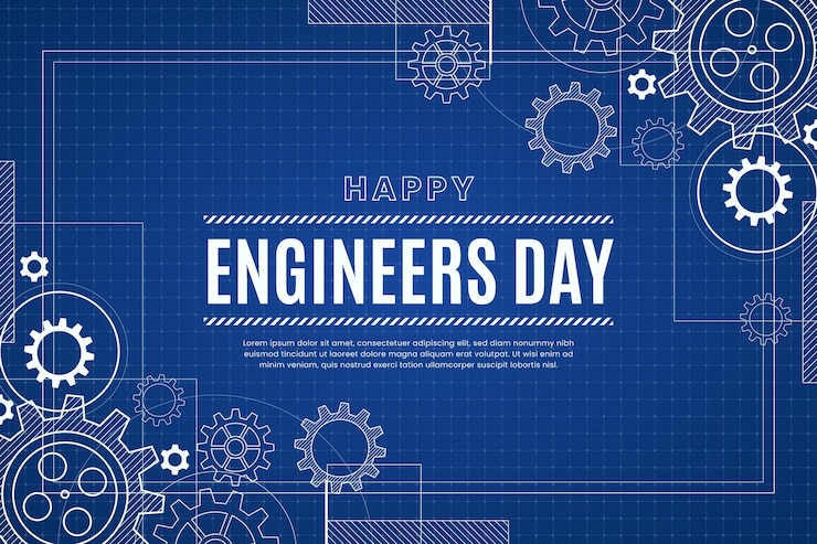 Vetor grátis fundo de dia de engenheiros com rodas de engrenagem