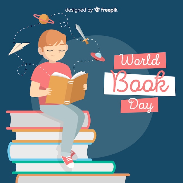 Fundo de dia de livro de mundo de mão desenhada