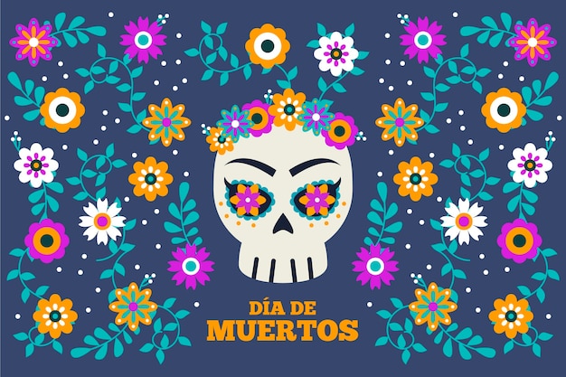 Fundo de dia de muertos desenhado à mão