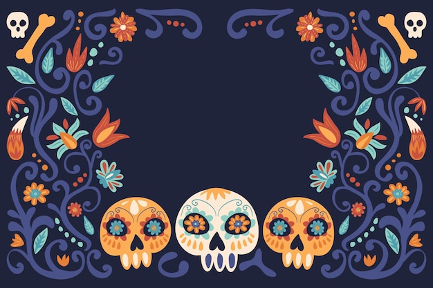 Fundo de dia de muertos desenhado à mão