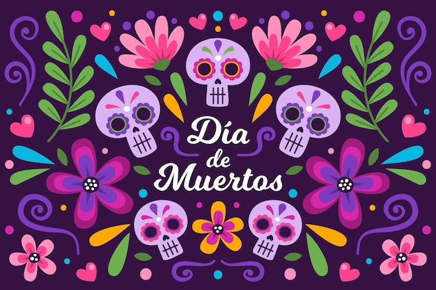 Fundo de dia de muertos desenhado à mão