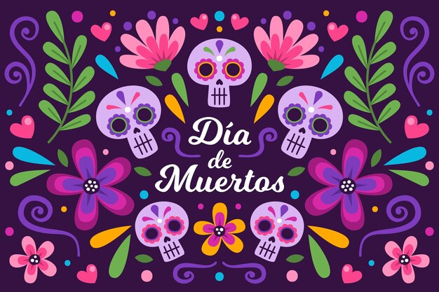 Fundo de dia de muertos desenhado à mão