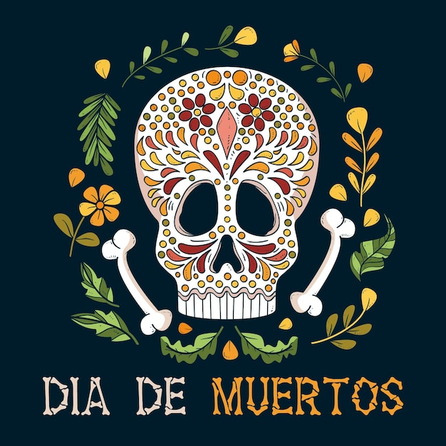 Fundo de dia de muertos desenhado à mão