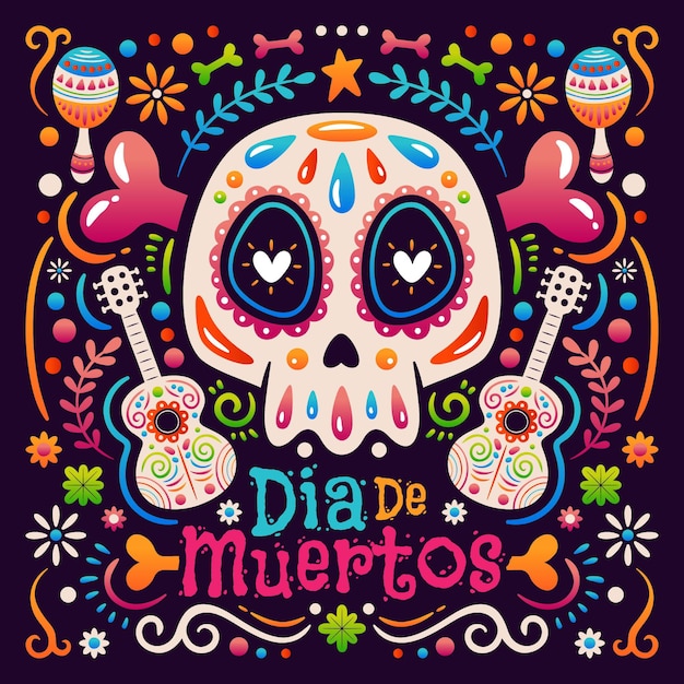 Fundo de dia de muertos desenhado à mão