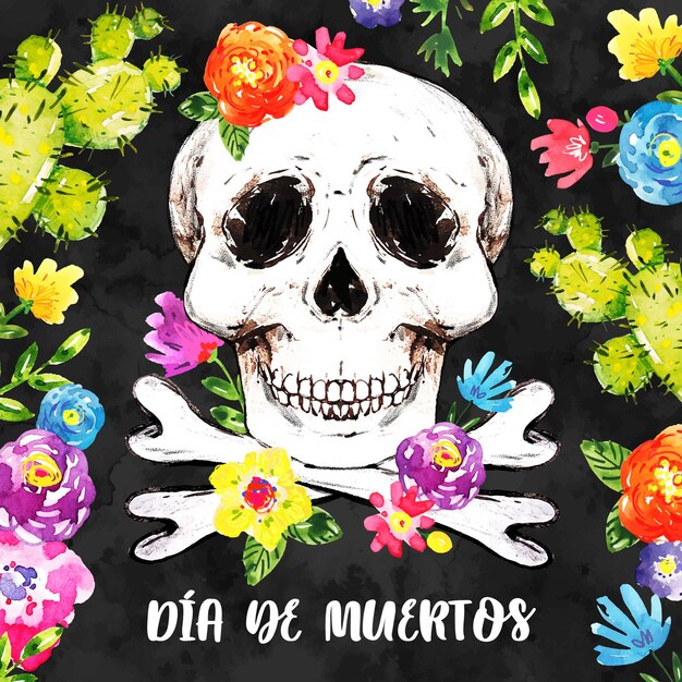 Fundo de dia de muertos em aquarela