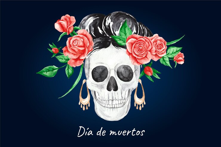 Vetor grátis fundo de dia de muertos em aquarela