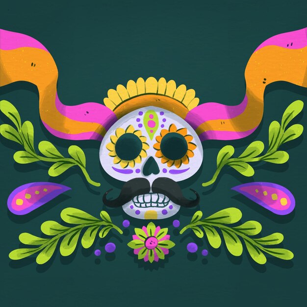 Fundo de dia de muertos em aquarela