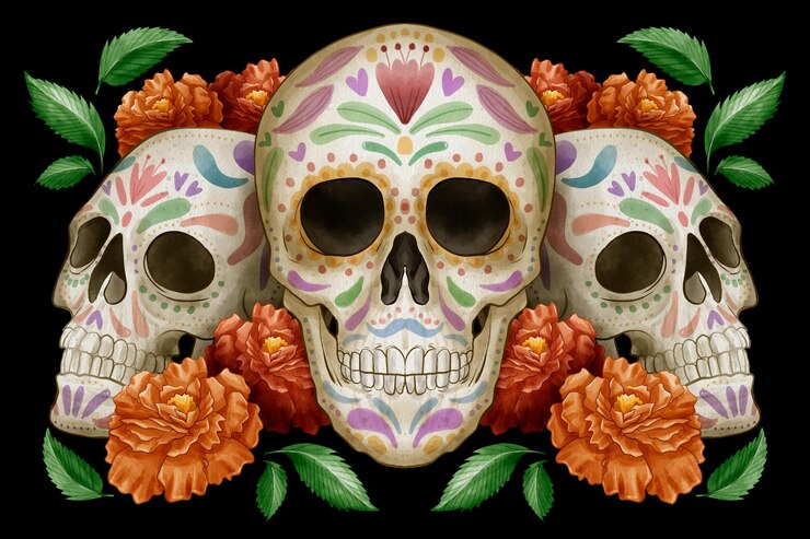 Vetor grátis fundo de dia de muertos em aquarela