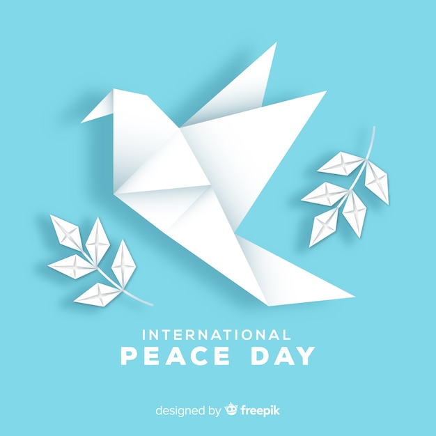 Fundo de dia de paz de origami com pomba