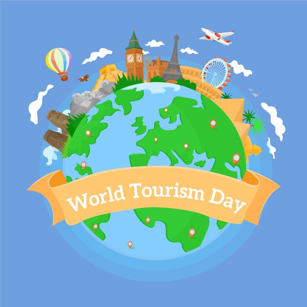 Fundo de dia de turismo de design plano