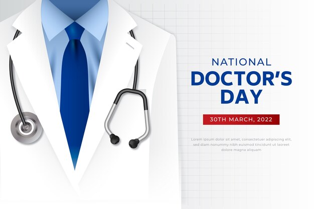 Fundo de dia do médico nacional realista com médico e estetoscópio