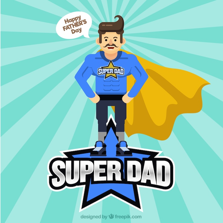 Vetor grátis fundo de dia dos pais com super-herói em estilo simples