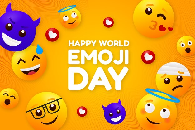 Fundo de dia emoji mundial gradiente