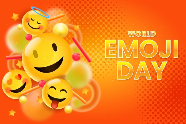 Fundo de dia emoji mundial realista com emoticons