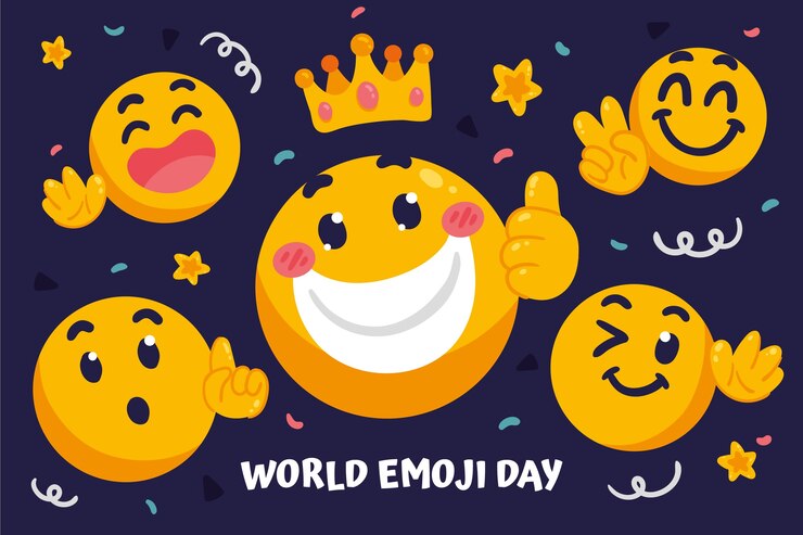 Vetor grátis fundo de dia emoji mundo plano com emoticons