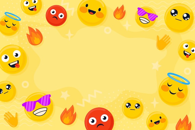 Fundo de dia emoji mundo plano com emoticons