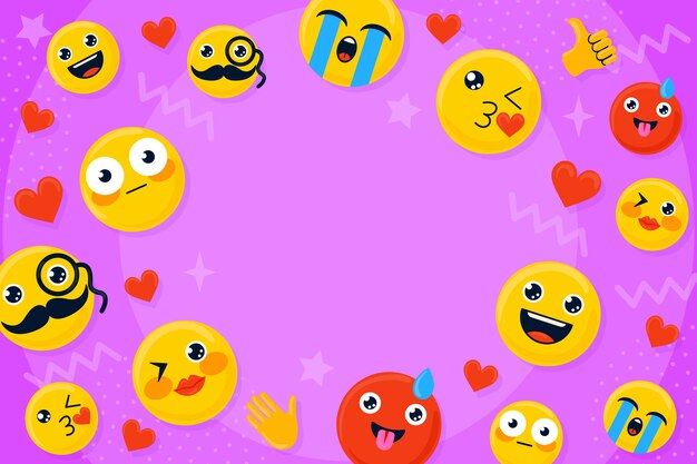 Vetor grátis fundo de dia emoji mundo plano com emoticons