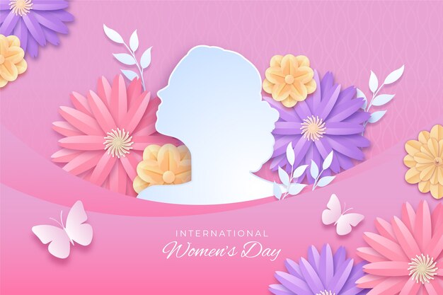 Fundo de dia internacional da mulher de estilo de papel