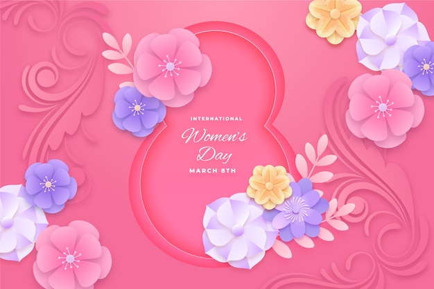 Fundo de dia internacional da mulher de estilo de papel