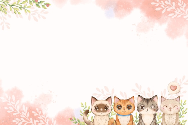 Fundo de dia internacional do gato em aquarela