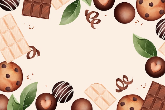 Fundo de dia mundial do chocolate em aquarela