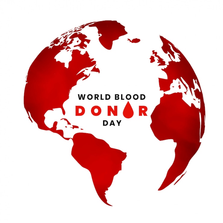 Vetor grátis fundo de dia mundial doador de sangue com mapa da terra