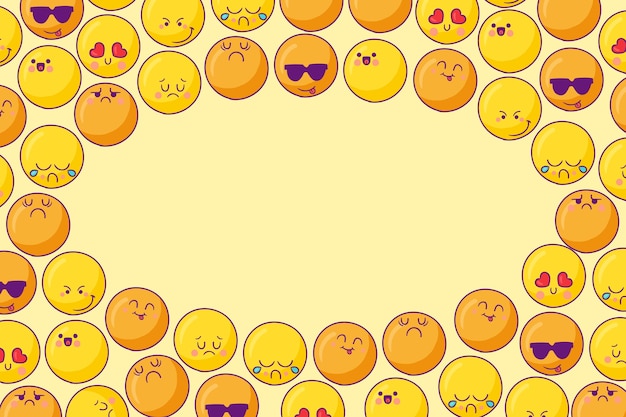 Vetor grátis fundo de dia mundial emoji desenhado à mão com emoticons