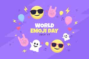 Vetor grátis fundo de dia mundial emoji desenhado à mão