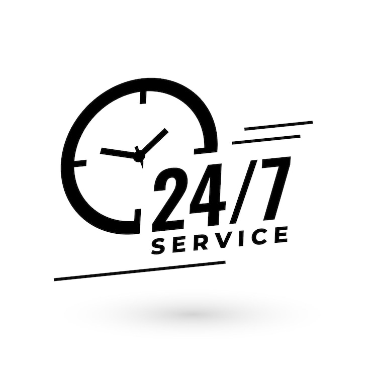 Vetor grátis fundo de disponibilidade do serviço 24 horas e 7 dias com sinal de relógio