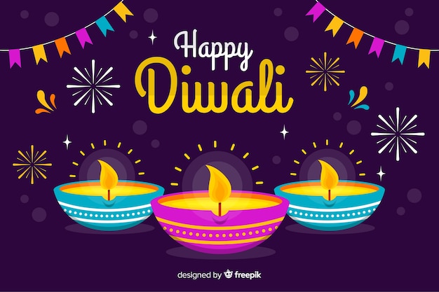 Vetor grátis fundo de diwali de design plano