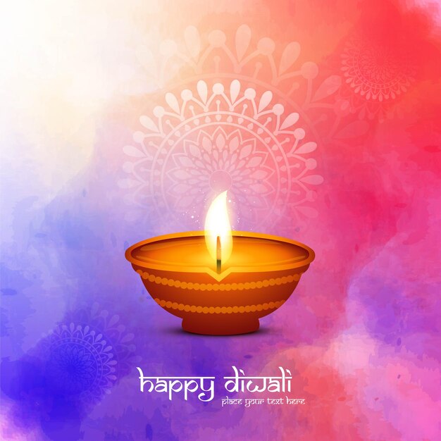 Fundo de diwali do festival religioso indiano com design de cartão de lâmpada