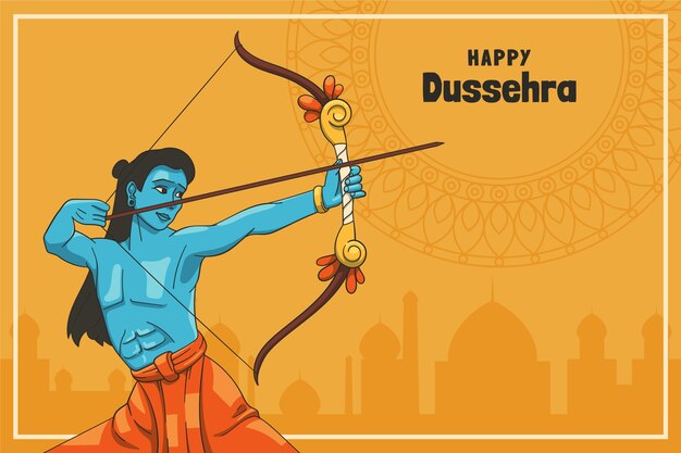 Vetor grátis fundo de dussehra desenhado à mão