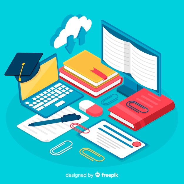Fundo de educação isométrica