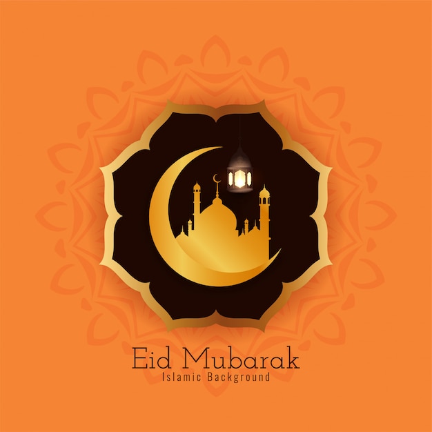 Fundo de Eid Mubarak com lua crescente