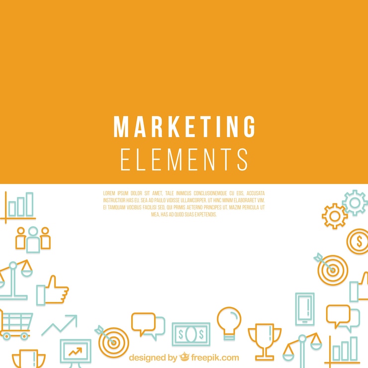 Vetor grátis fundo de elementos de marketing com espaço no meio