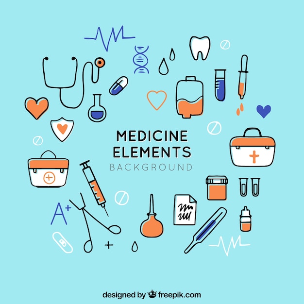 Fundo de elementos de medicina em estilo plano