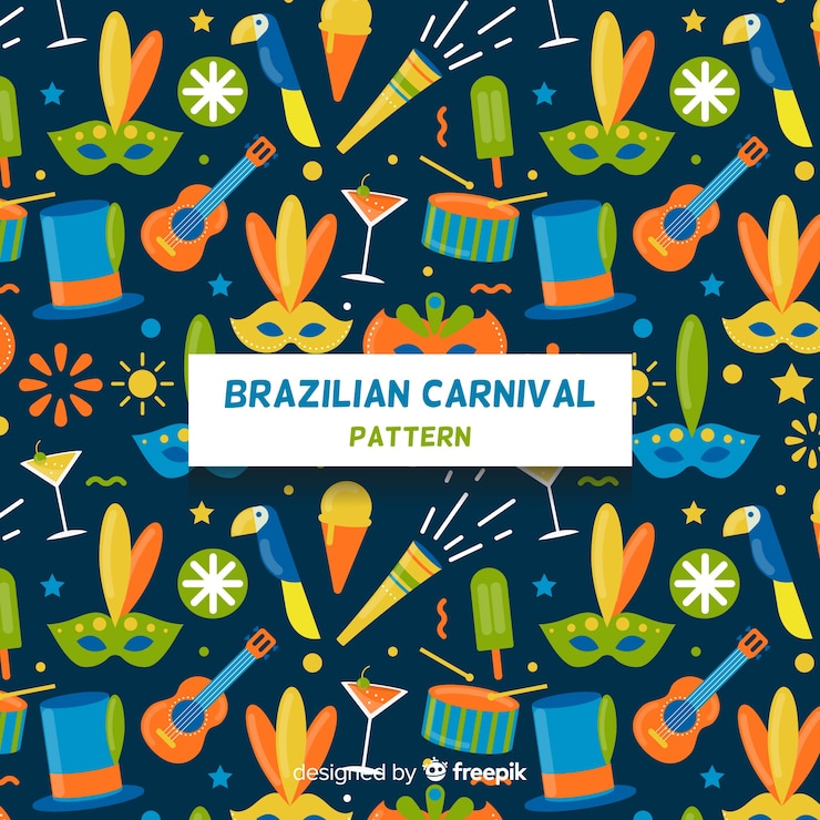 Vetor grátis fundo de elementos do carnaval brasileiro
