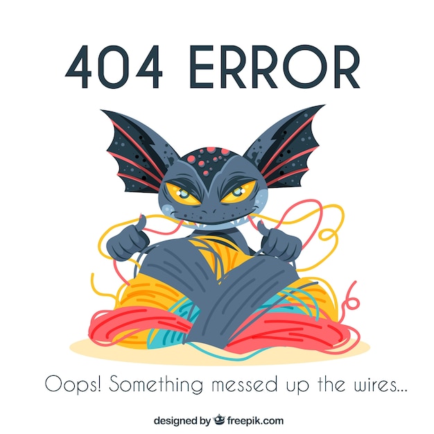 Fundo de erro 404 com cabos de mordida de monstros