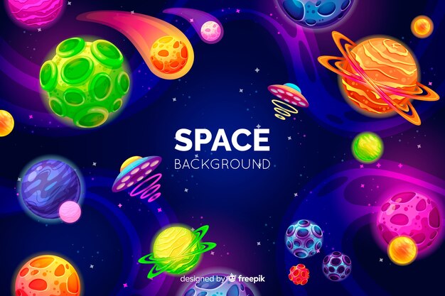 Fundo de espaço colorido de mão desenhada