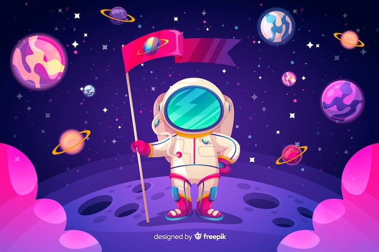 Vetor grátis fundo de espaço colorido de mão desenhada