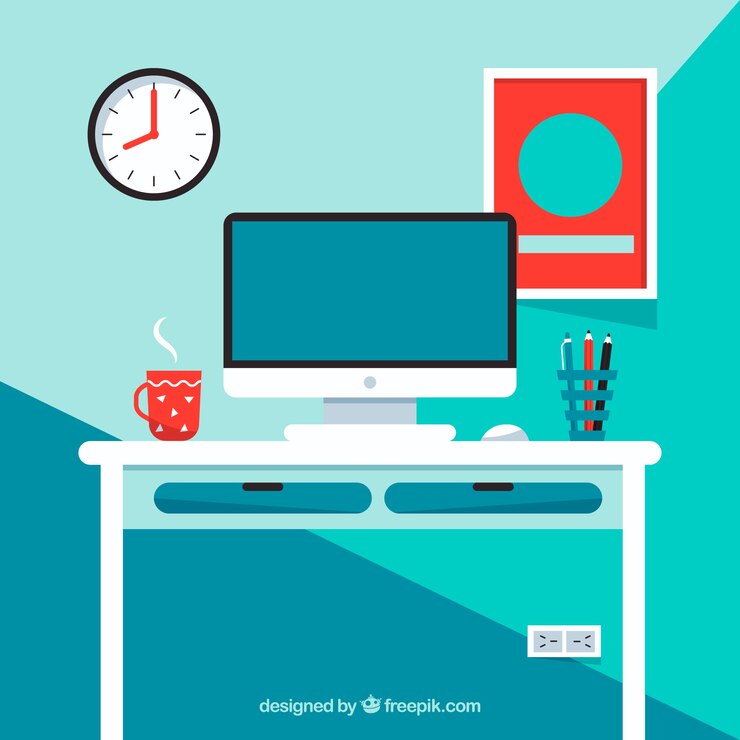 Vetor grátis fundo de espaço de trabalho de design gráfico em estilo simples
