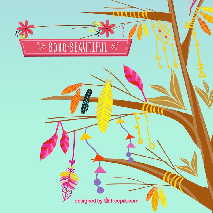 Vetor grátis fundo de estilo boho com design plano