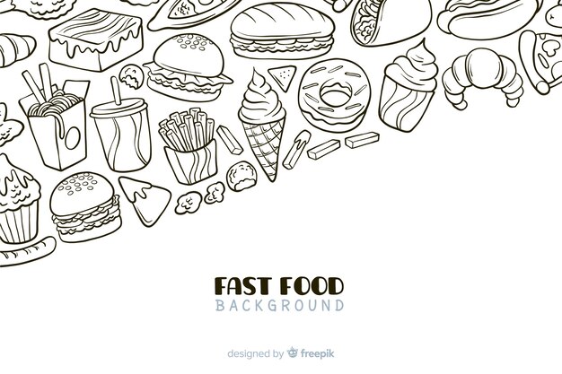 Fundo de fast food desenhado à mão